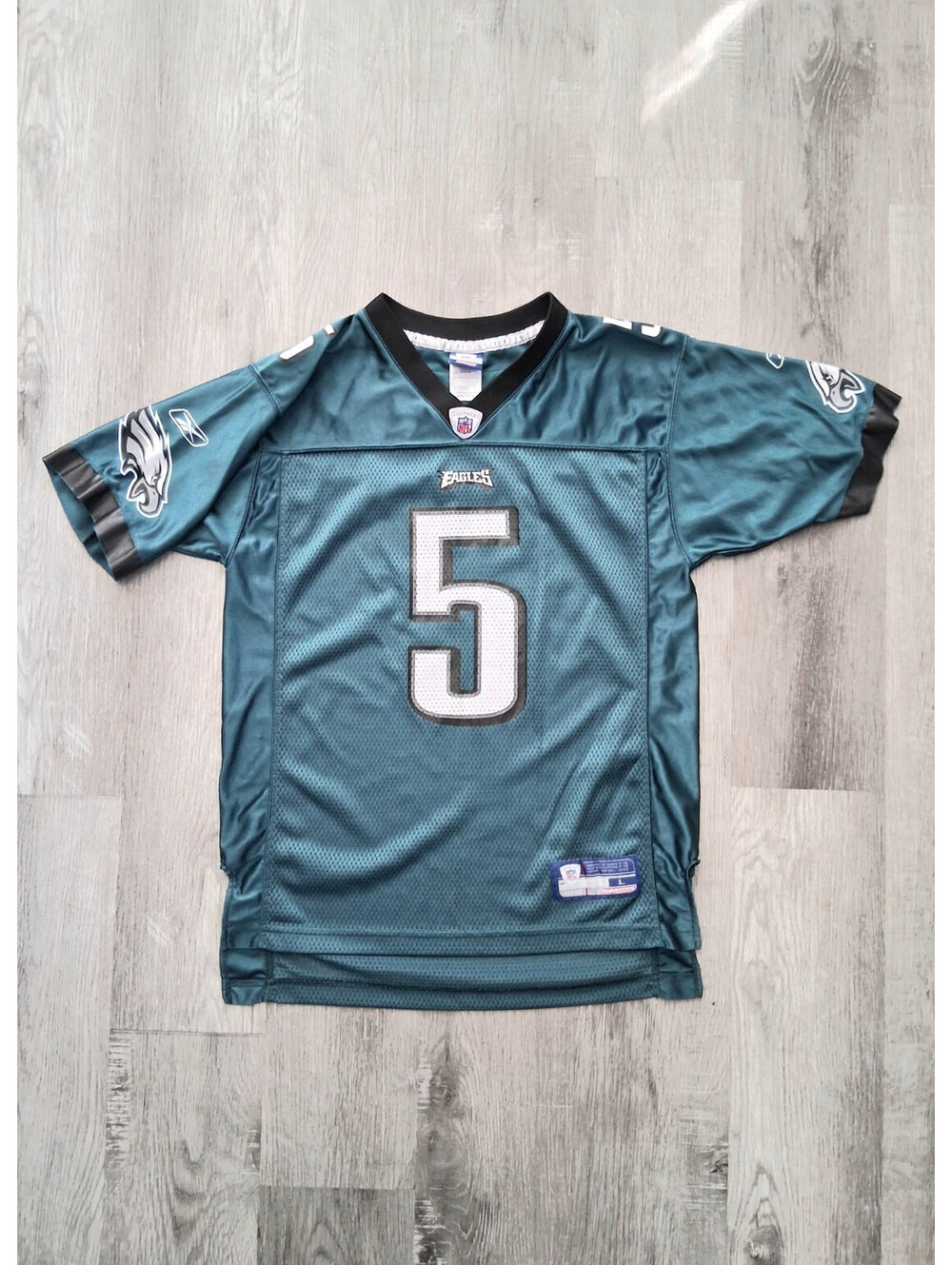 Vtg Reebok Youth Lg 14-16 Philadelphia Eagles Donovan McNabb #5 Jersey Y2k NFL